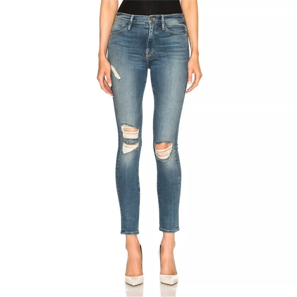 Frame Le High Skinny in Navy Yard